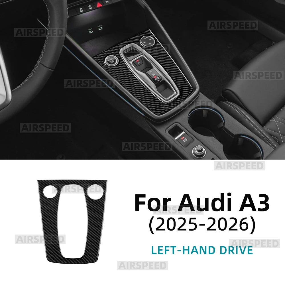 Real Soft Carbon Fiber Sticker for Audi A3 S3 8Y 2025 2026 LHD RHD Car Automatic Gear Shift Panel Accessories Interior Trim