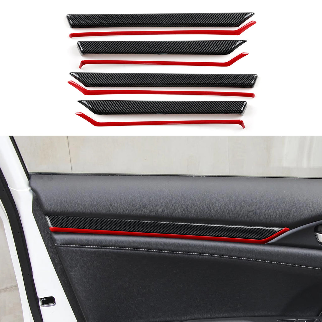 For Honda Civic 10th Gen (2016 -2021) Interior Accessories Car Center Console Gear Shift Panel Carbon Fiber ABS Trim Sticker