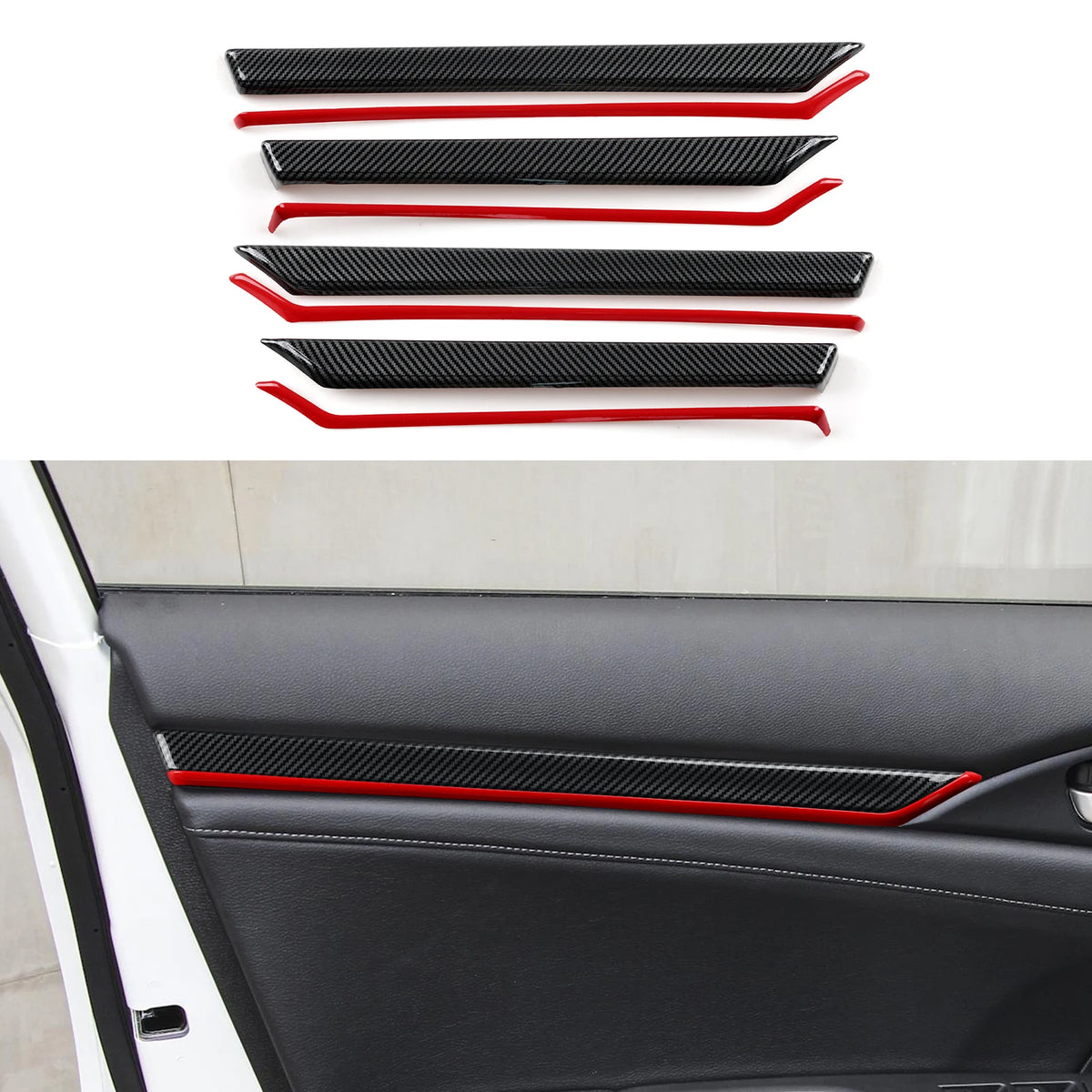 For Honda Civic 10th Gen (2016 -2021) Interior Accessories Car Center Console Gear Shift Panel Carbon Fiber ABS Trim Sticker