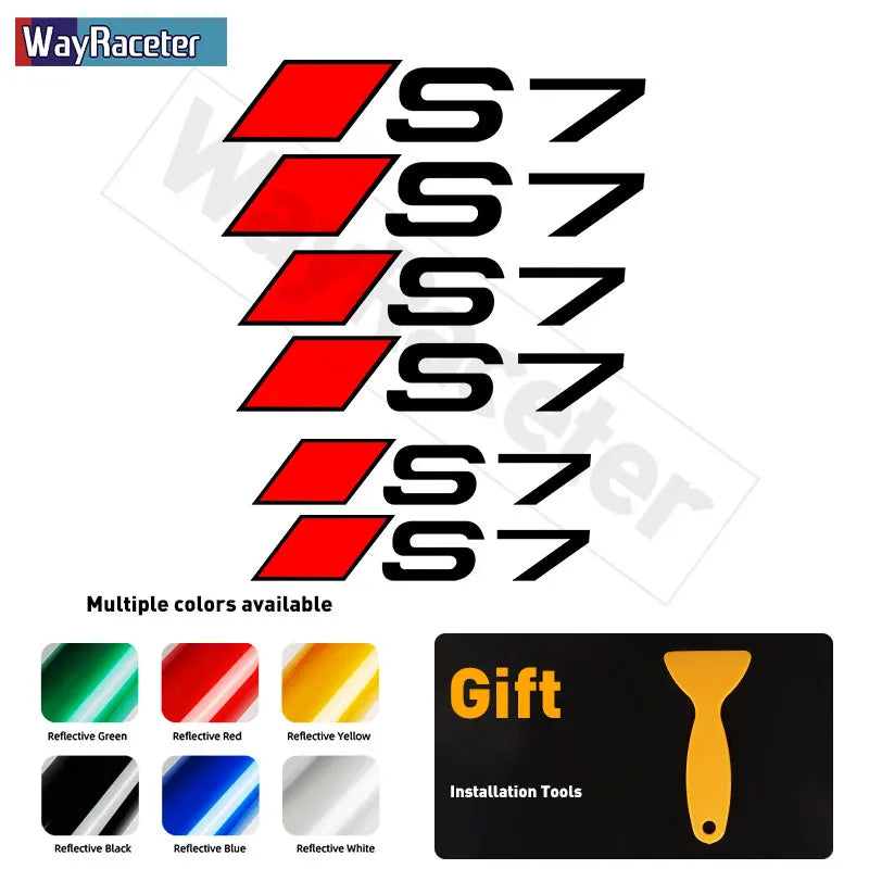 6 Pcs Top Vinyl Decal High Temperature Car Brake Caliper Stickers For Audi A3 S3 A4 S4 A5 S5 A6 S6 A7 S7 A8 Q2 Q3 Q5 Q7 Q8 TT
