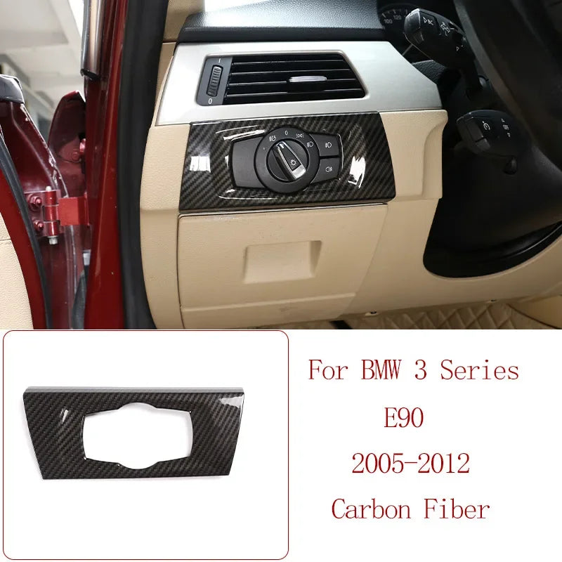 For BMW 3 Series E90 2005-2012 Car Carbon Fiber Interior Decoration Cover Stickers Dashboard Console Gear Shift Door Handle Trim