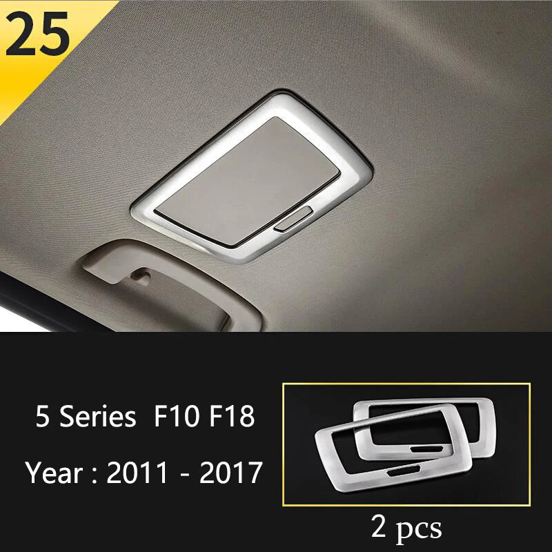 For BMW 5 Series F10 F11 F18 Accessories Stainless Steel Modified Interior Car Central Air Outlet Set Trim Sticker Frame Styling