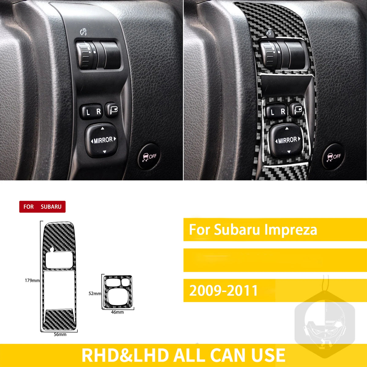 For Subaru Impreza 2009 2010 2011 Accessories Carbon Fiber Car Interior Gear Cuphold Panel CD Air Outlet Cover Trim Sticker