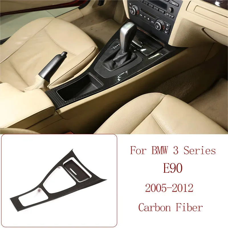 For BMW 3 Series E90 2005-2012 Car Carbon Fiber Interior Decoration Cover Stickers Dashboard Console Gear Shift Door Handle Trim
