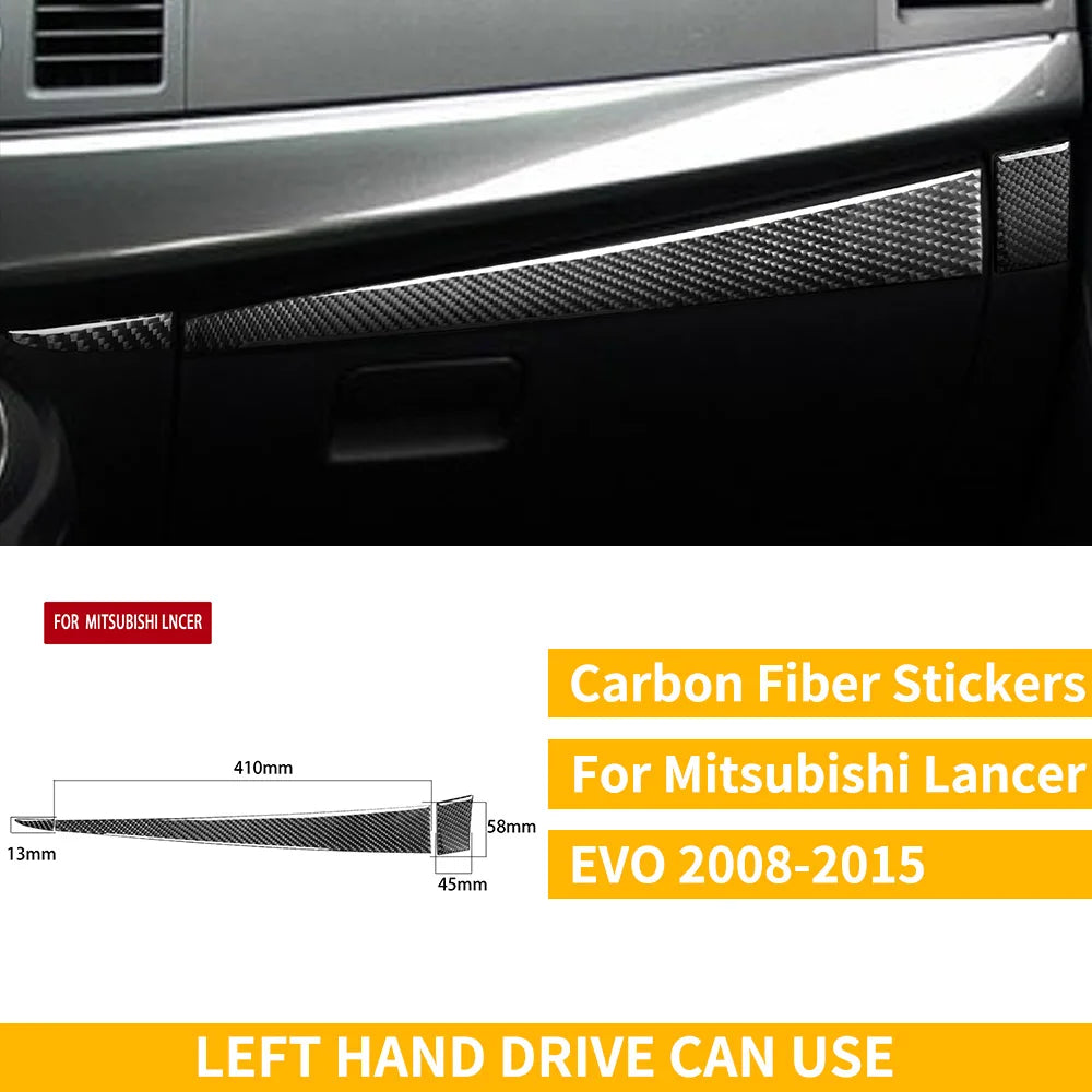 For Mitsubishi Lancer EVO X MR 2008-2015 Carbon Interior Trim Sticker Set Speedometer Window Lifting Storage Car Accessories