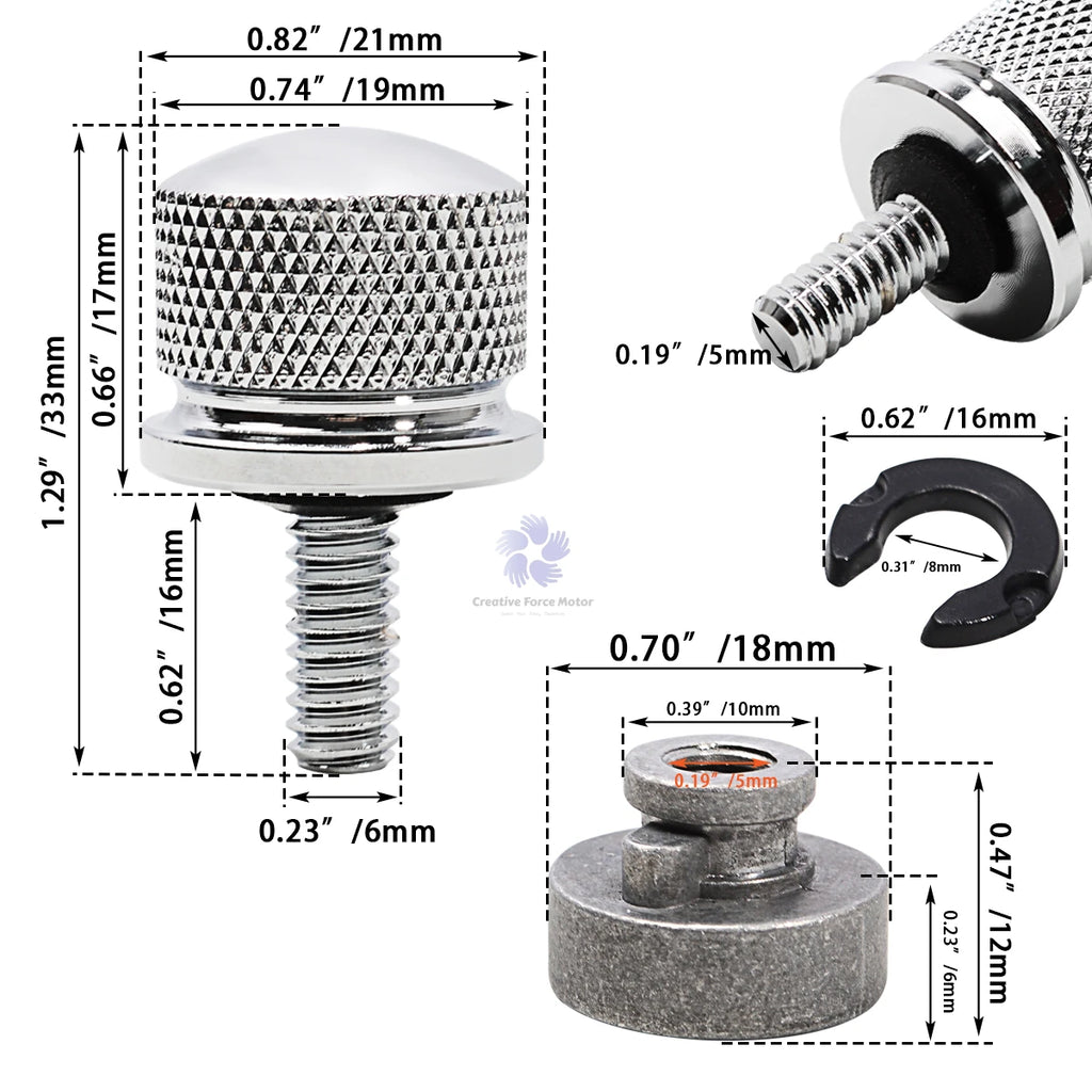 1/4 -20 Rear Fender Seat Bolt Nut Motorcycles Mount Screw Ki