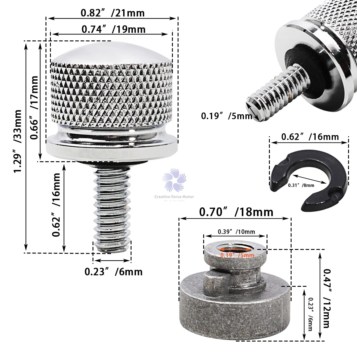 1/4 -20 Rear Fender Seat Bolt Nut Motorcycles Mount Screw Ki