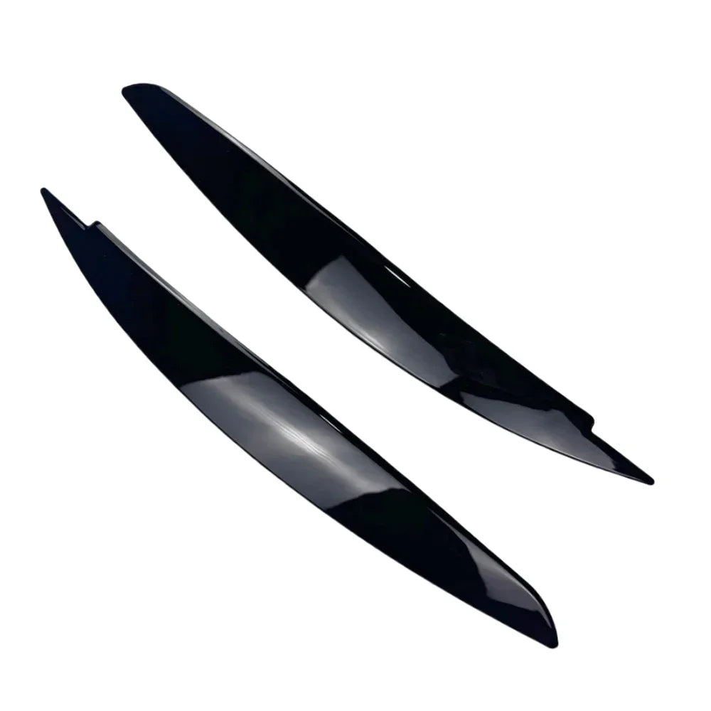 2pcs Car Headlight Eye Lid Covers Black Trim ABS Carbon Fibe