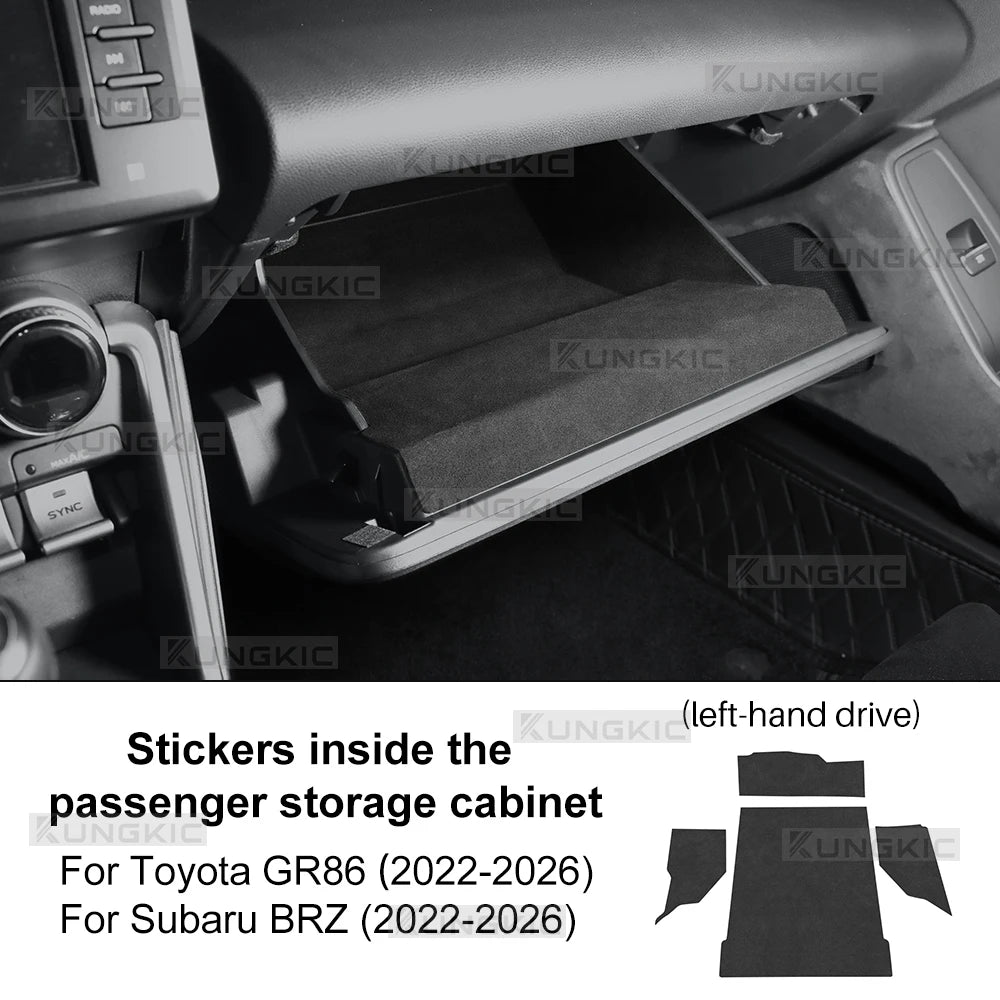 Suede Sticker For Subaru ZD8 BRZ Toyota ZN8 GR86 2021 2022 2023 2024 2025 2026 Car Passenger Storage Cabinet Decor Interior Trim
