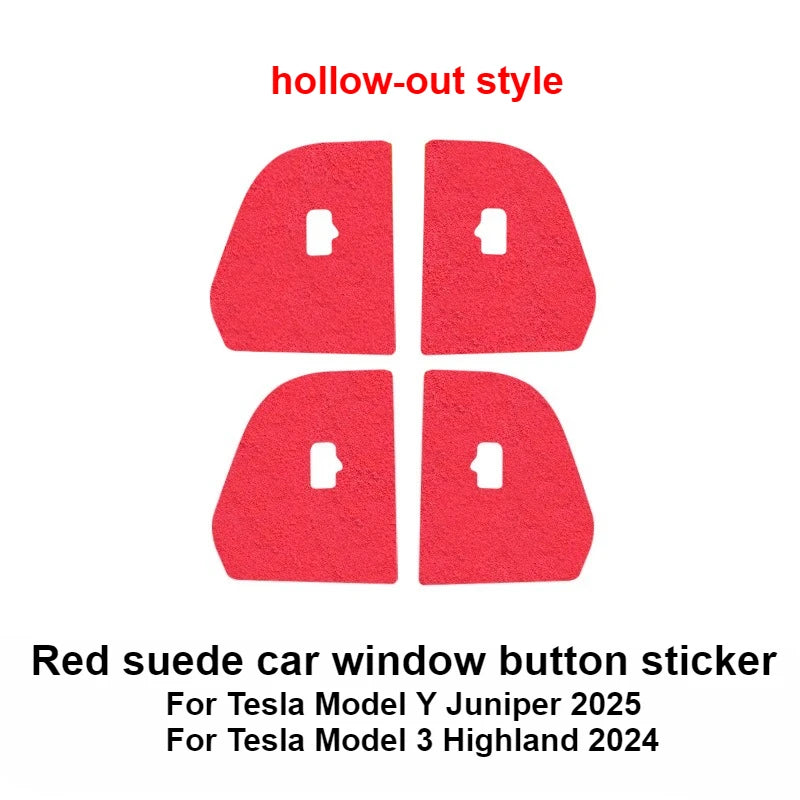 Car Interior Suede Door Switch Button Trim Stickers Patch Trim Cover For Tesla Model 3 Y Highland Juniper 2025 Car Accessories