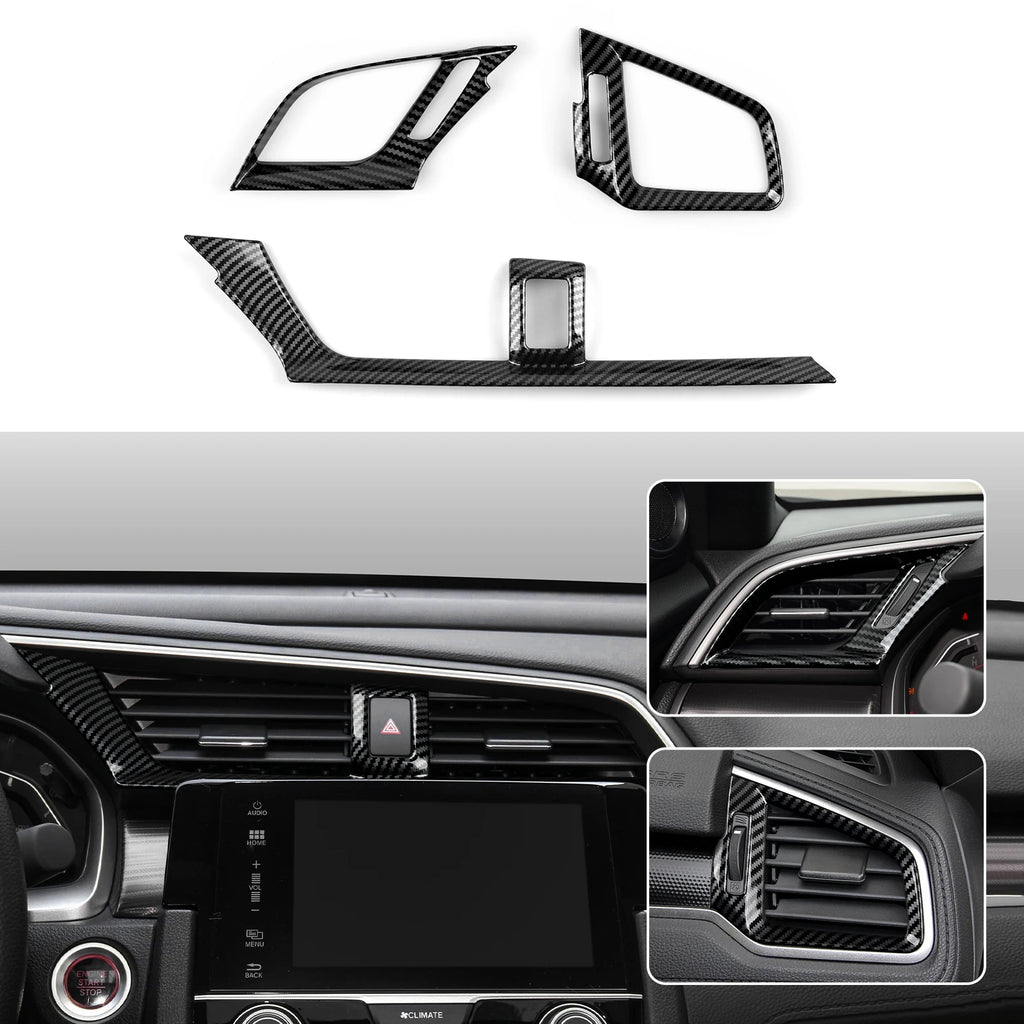 For Honda Civic 10th Gen (2016 -2021) Interior Accessories Car Center Console Gear Shift Panel Carbon Fiber ABS Trim Sticker