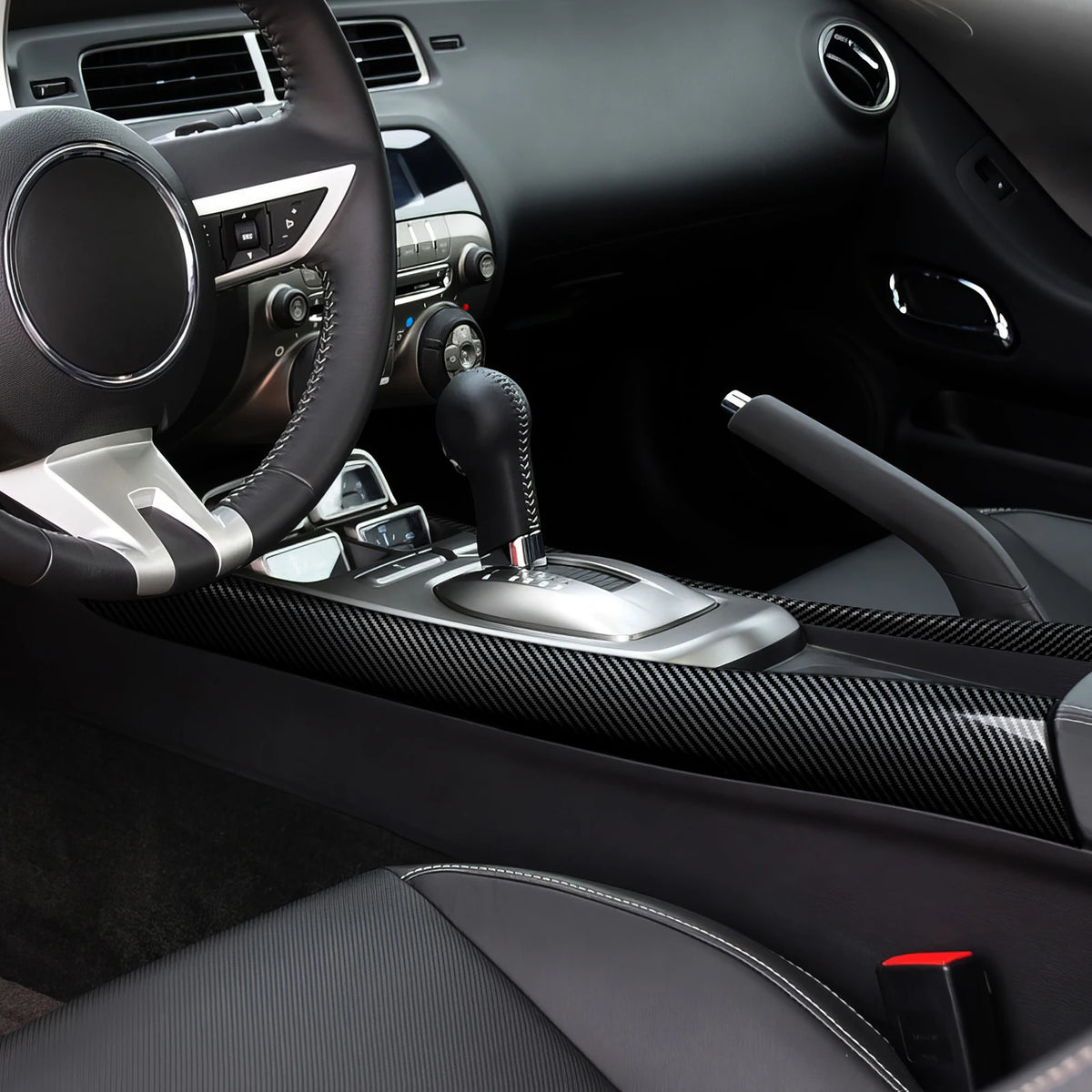 ABS Car Center Console Gear Shift Side Trim Strip Carbon Fib