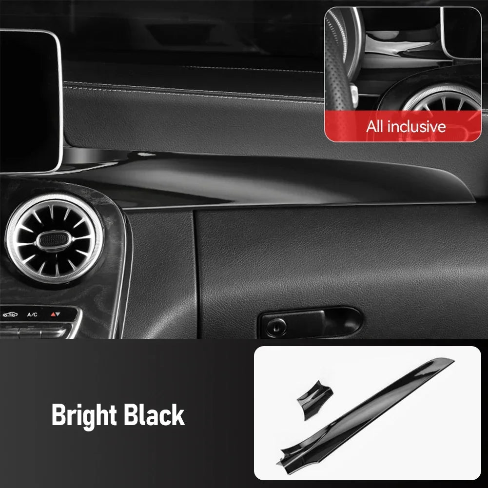 2Pcs Car Carbon Fiber Texture Central Console Dashboard Panel Protective Cover Trim For Mercedes Benz 15-21 C W205 16-21 GLC X25