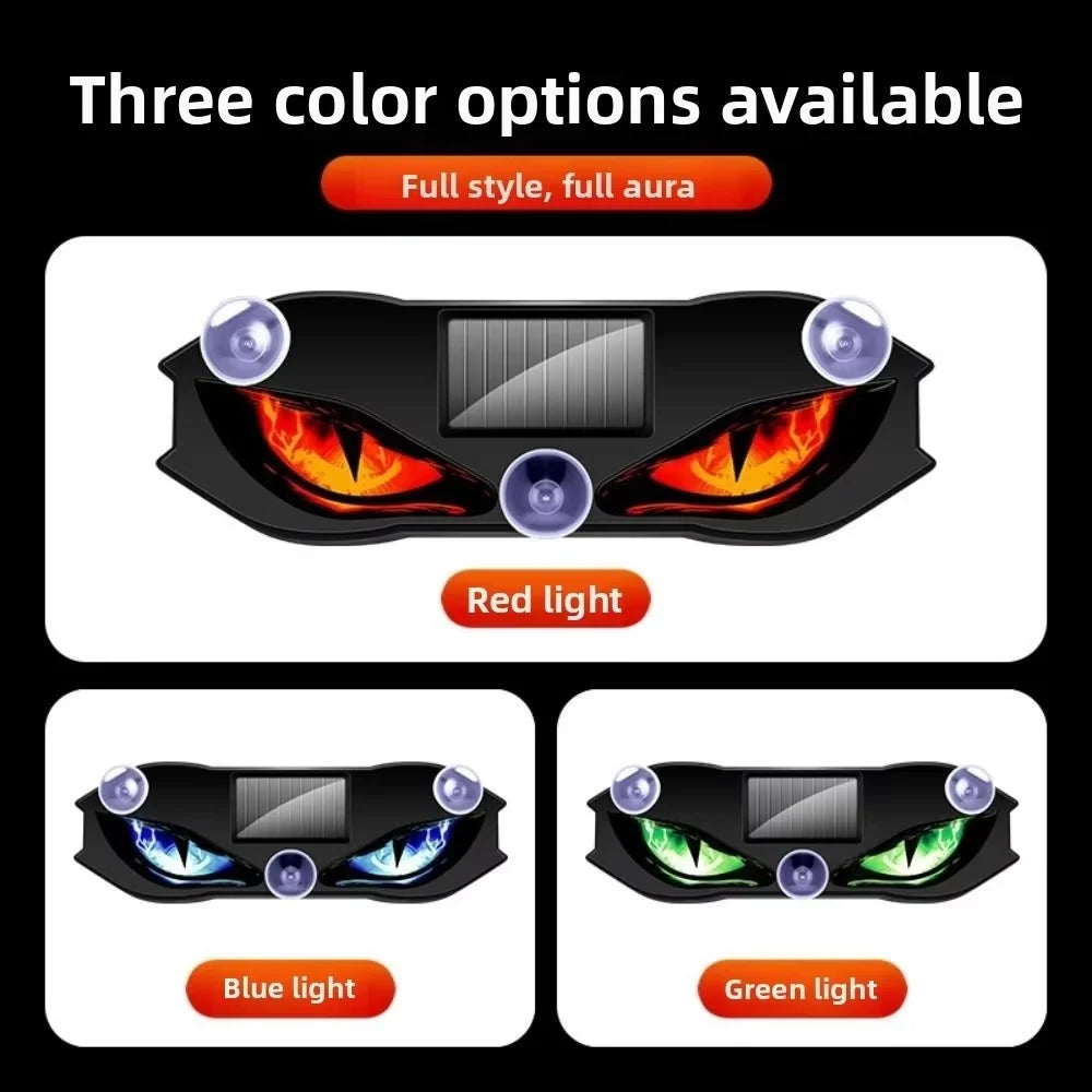 KEVANLY Solar Power Car Demon Eye Light Cool Flashing Warnin