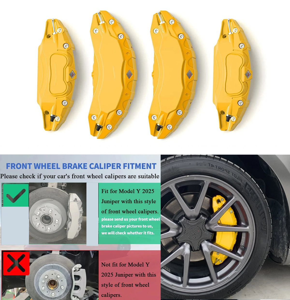 Brake Caliper Covers for Tesla Model Y Juniper 2025 2026 AWD Accessories with Decals 4PCS (Not Fit RWD Made in Berlin)
