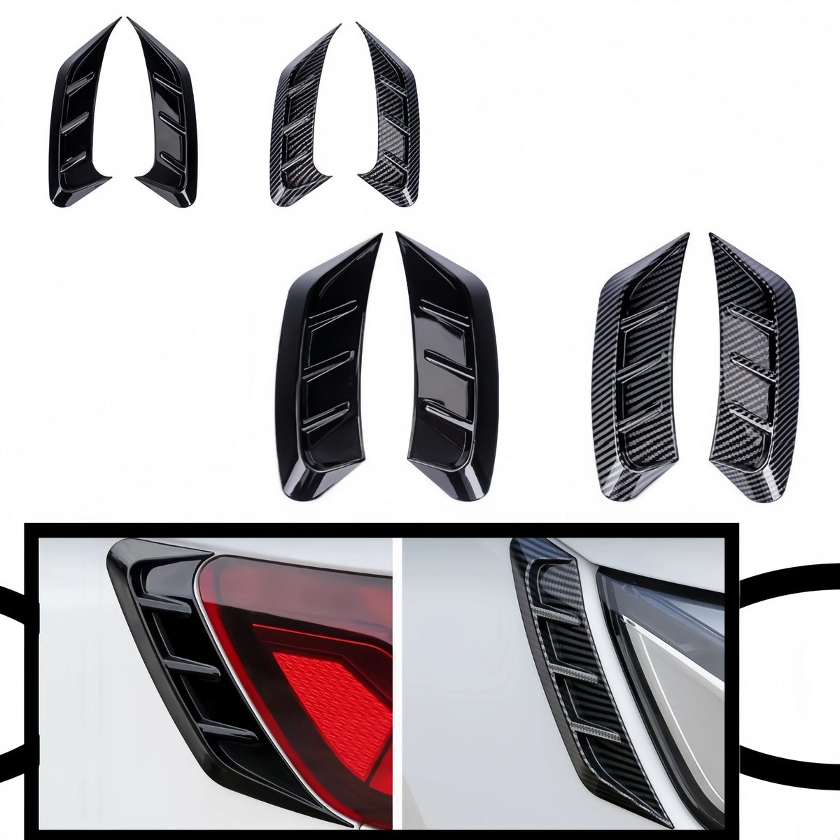Front Rear Car Headlight Eyebrow Sticker Pair LED Light Trim