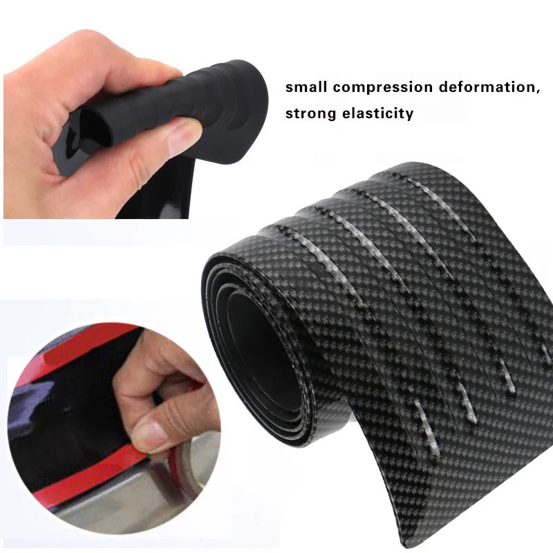 Carbon Fiber Universal Car Trunk Door Guard Strips Sill Plat