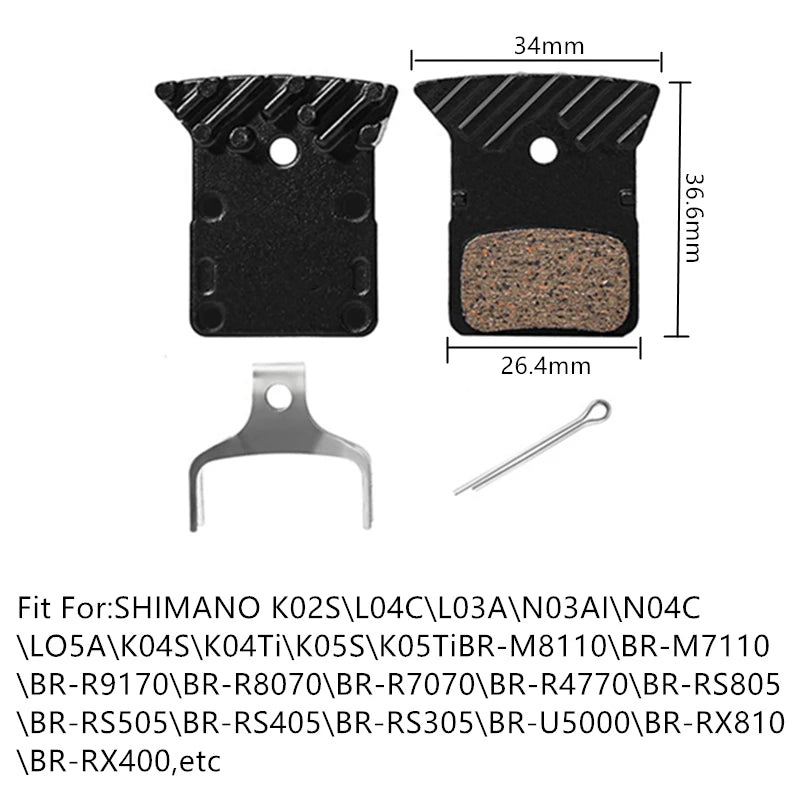 Bicycle Ceramic Disc Brake Pads Cooling Fins Ice Tech For Sh