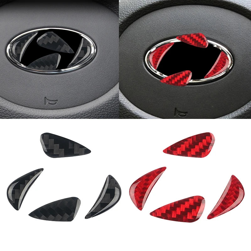 1Pcs Carbon Fiber Car Steering Wheel Sticker Trim For Hyunda