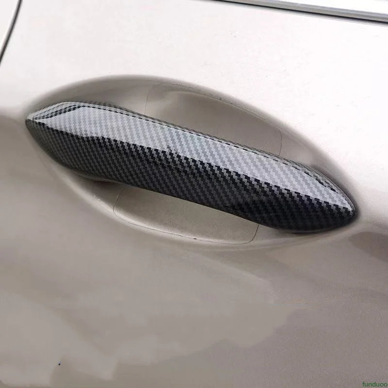 New Black Carbon Fiber Car Door Handle Cover Trim Auto Acces