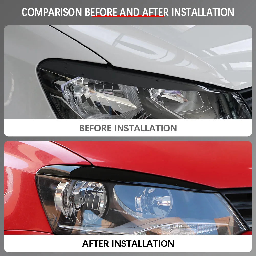 2Pcs/set Carbon Fiber Car Headlight Lamp Eyebrow Eyelid Trim
