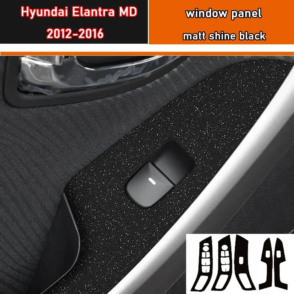 Car Styling Black Carbon Decal Car Window Lift Button Switch Panel Cover Trim Sticker 4 Pcs/Set For Hyundai Elantra MD 2012-2016