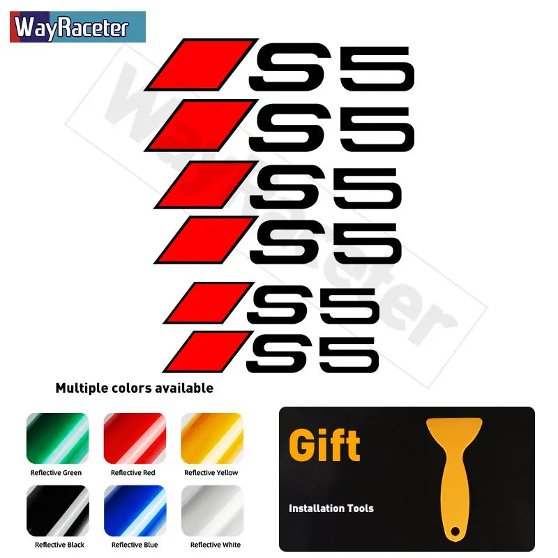 6 Pcs Top Vinyl Decal High Temperature Car Brake Caliper Stickers For Audi A3 S3 A4 S4 A5 S5 A6 S6 A7 S7 A8 Q2 Q3 Q5 Q7 Q8 TT