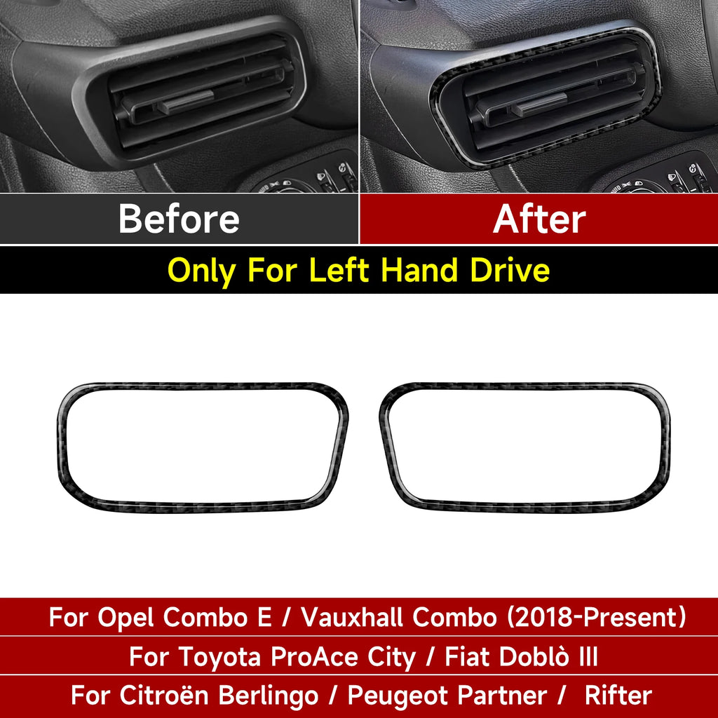 Carbon Fiber Interior Sticker. Car Center Console Side Air Outlet.For Opel Combo E / Vauxhall Combo For Toyota ProAce City Trim.