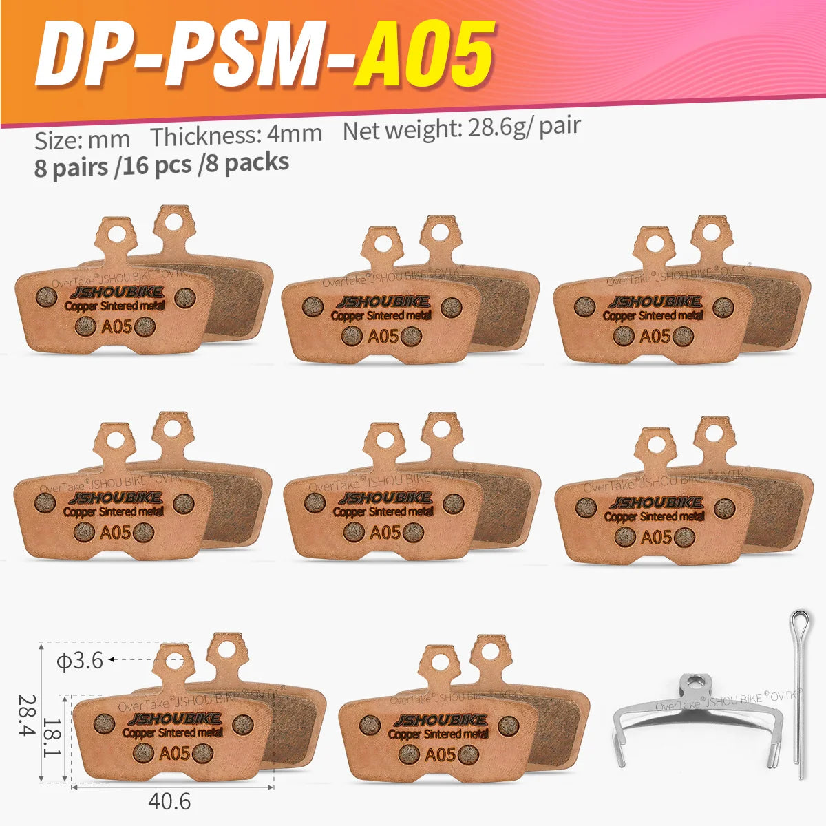 JSHOUBIKE 1/2/4/6/8/10 Pairs Sintered Metal Hydraulic Brake 