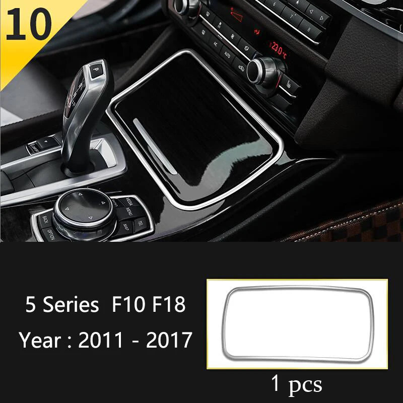 For BMW 5 Series F10 F18 Car Styling Interior Buttons Panel Frame Decoration Cover Trim Car Sticker Stainless Steel Accessories