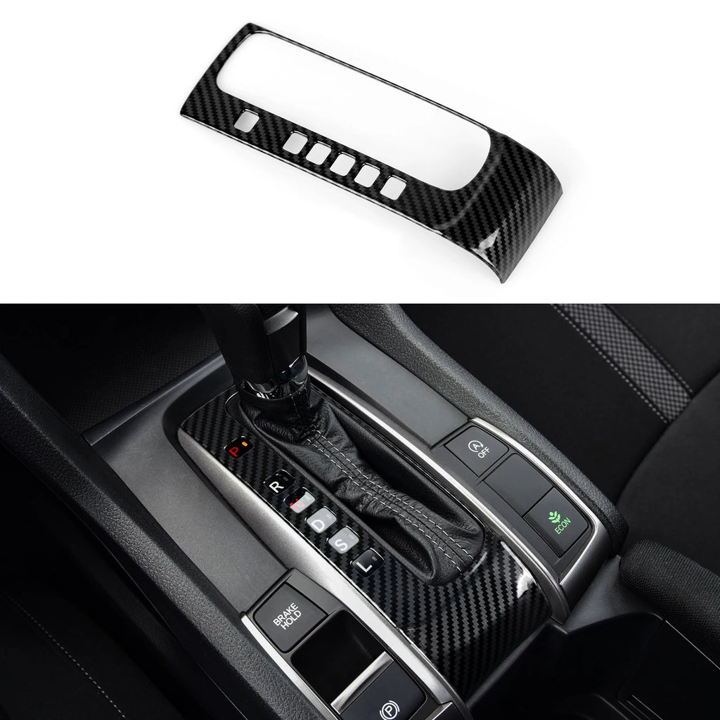 For Honda Civic 10th Gen (2016 -2021) Interior Accessories Car Center Console Gear Shift Panel Carbon Fiber ABS Trim Sticker