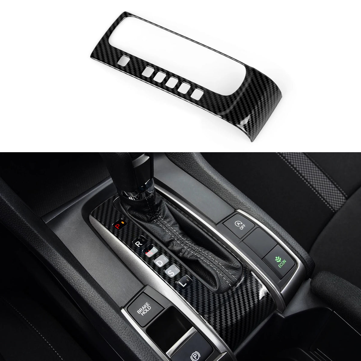 For Honda Civic 10th Gen (2016 -2021) Interior Accessories Car Center Console Gear Shift Panel Carbon Fiber ABS Trim Sticker