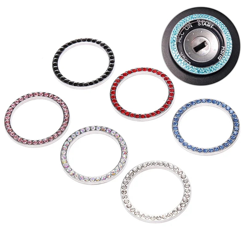 Car Start Switch Button Auto Decorative Diamond Stickers Rhi