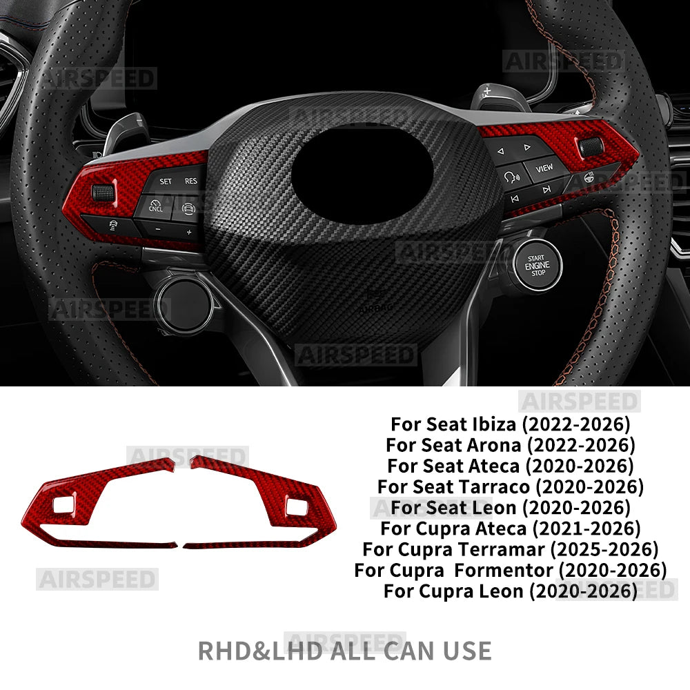 Car Steering Wheel Trim For Seat Ateca/ibiza/Leon/Tarraco For Cupra Formentor/Ateca/Born/Leon 2021-2026 Real Dry Carbon Fiber