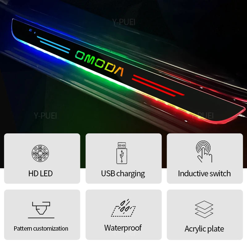 USB Power Moving LED Welcome Pedal Car Scuff Plate Door Sill