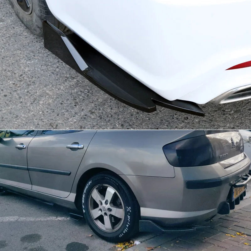 Pair Universal Car Rear Bumper Spoiler Lip Carbon Fiber Wing