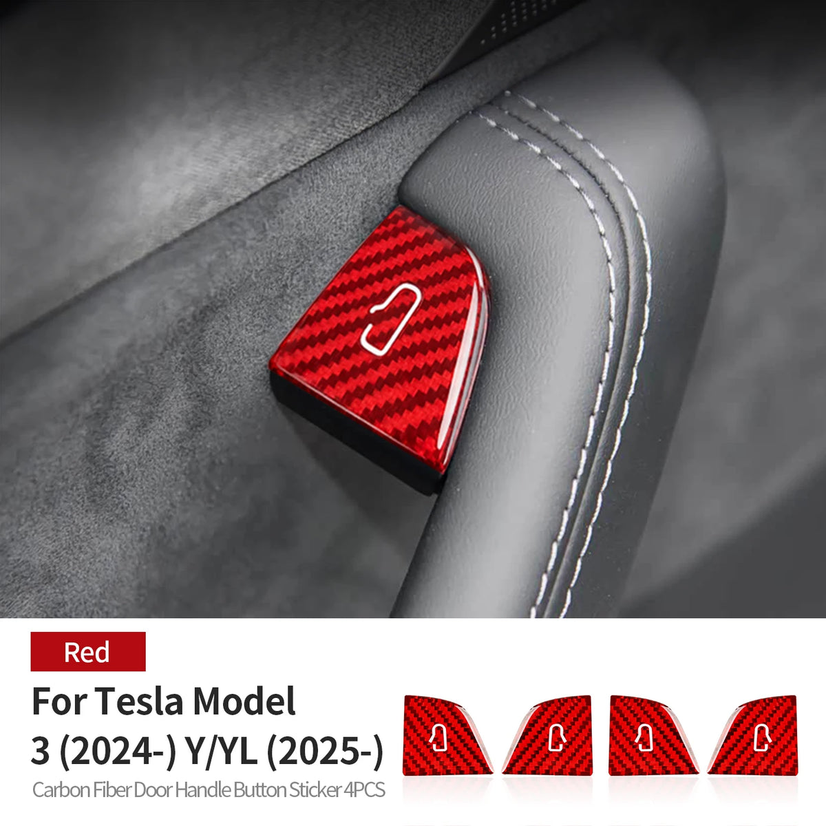 For Tesla Model3/Y/YL Juniper Carbon Fiber Car Interior Door Switch Button Protection Trim Stickers Anti Scratch Car Accessories