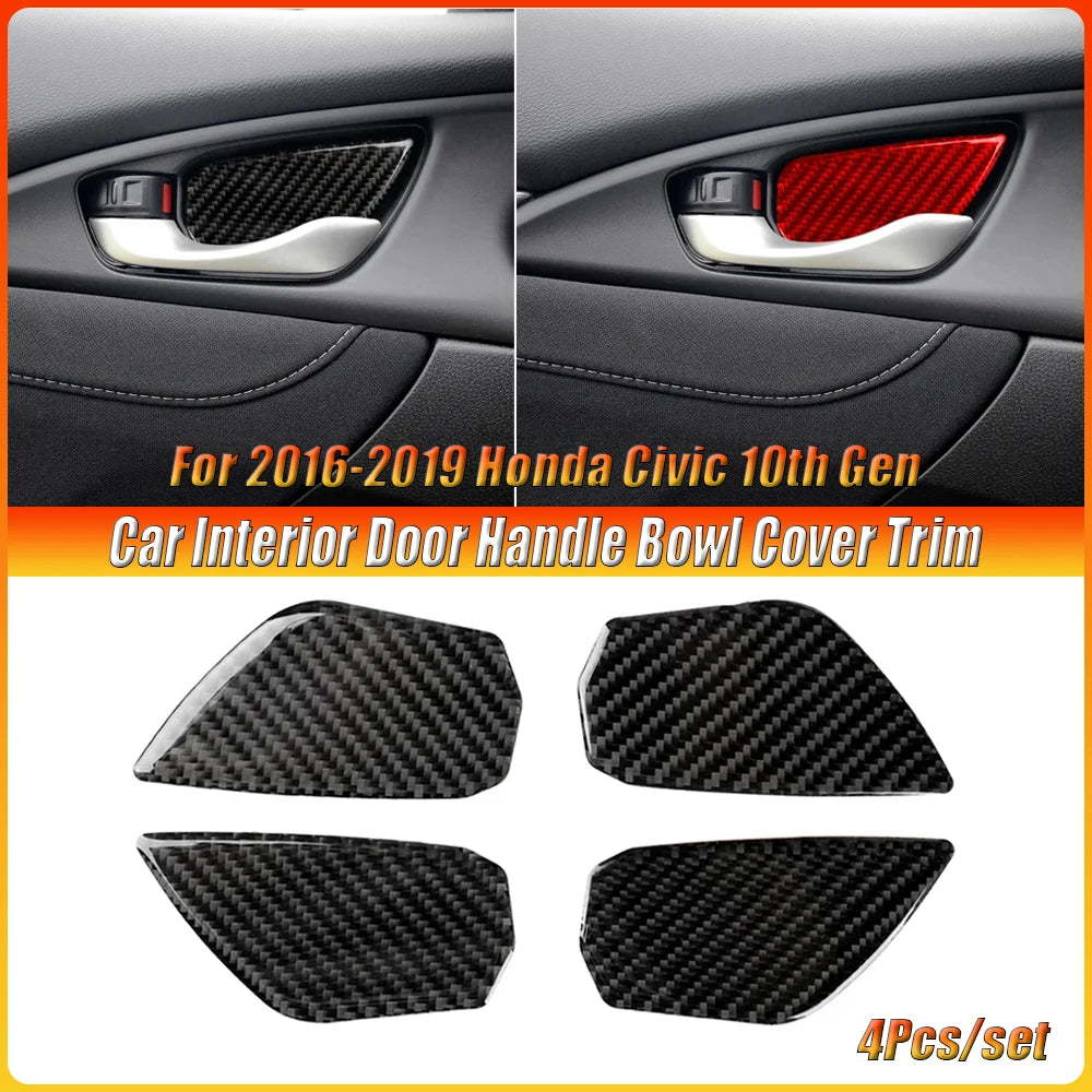 For 2016-2019 Honda Civic 10th Gen 4Pcs Car Door Handle Bowl