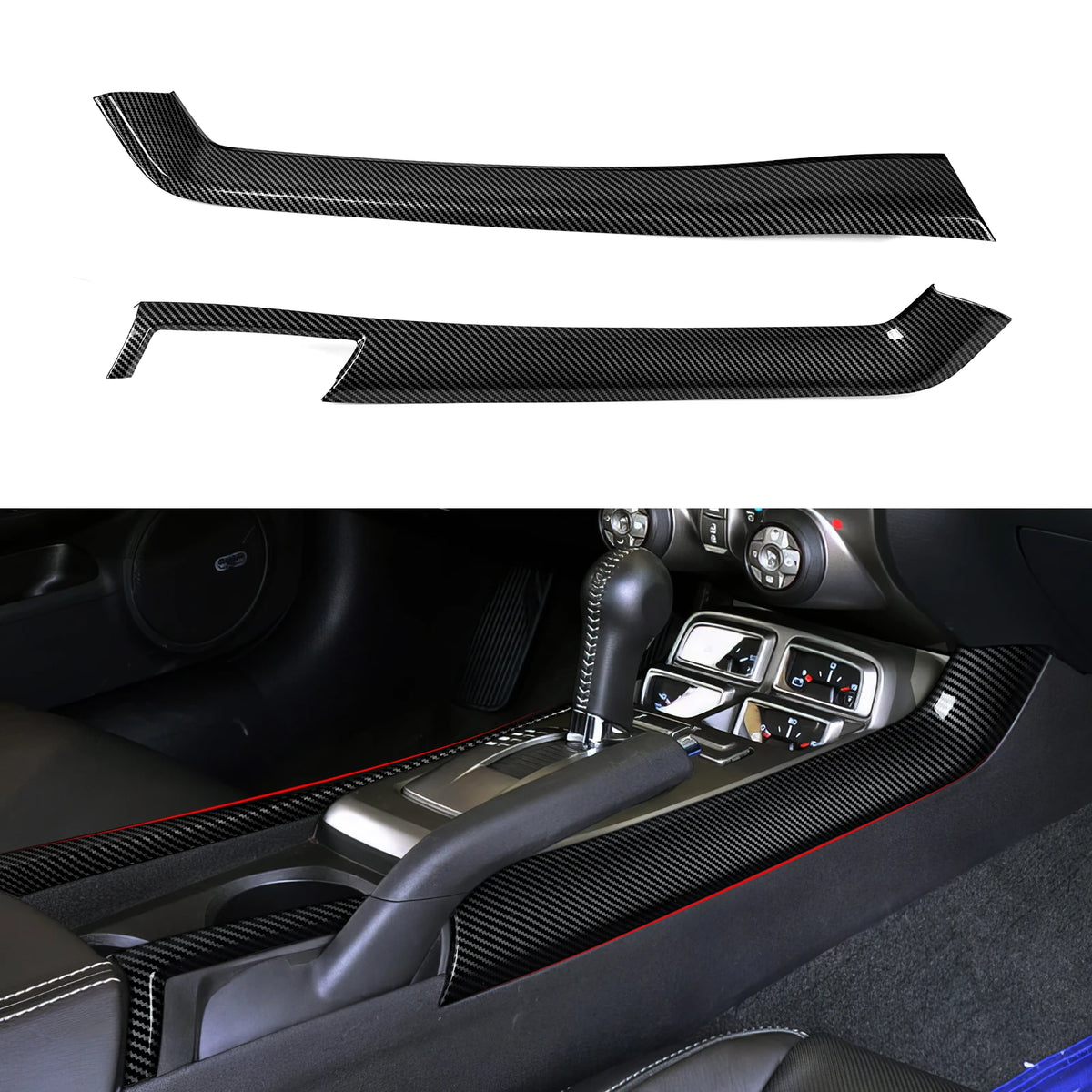 ABS Car Center Console Gear Shift Side Trim Strip Carbon Fib