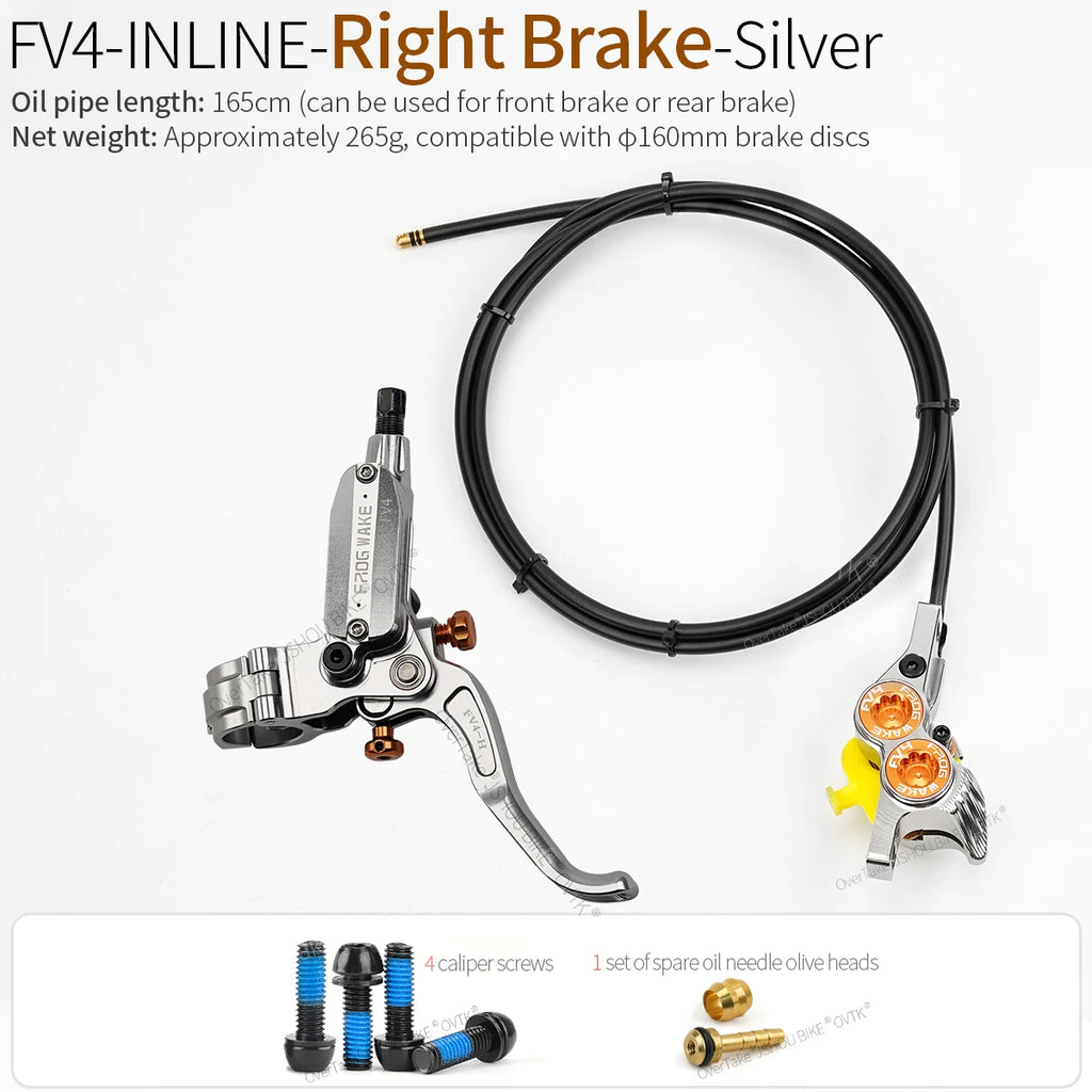 FROG WAKE FV4 4-Piston Hydraulic Disc Brake Kit Split Type Aluminum Inline Radial Front / Rear Brake Grey / Silver / Black Bike