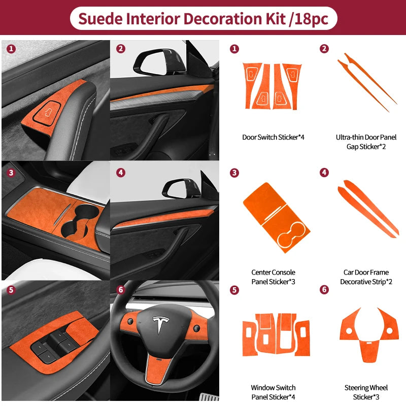 Made of Alcantara For Tesla Model 3 Model Y (2019-2024) Door Switch Button Trim Cover Protection Car Interior Tuning Accessories