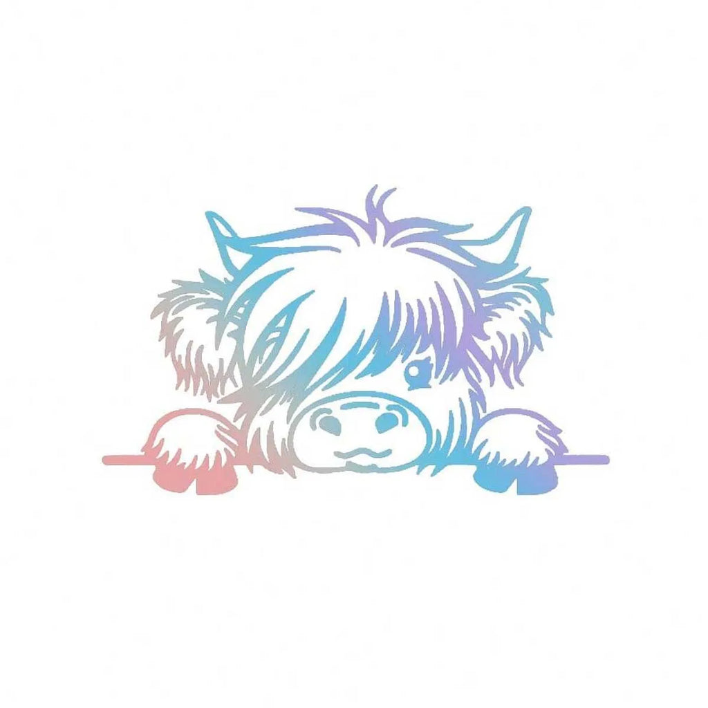 Waterproof Vinyl Stickers - Cute Scottish Highland Cow Self-Adhesive Can Be Used for Car Trim Glossy Finish Durable