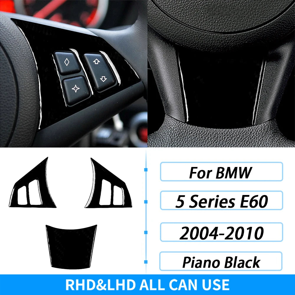 For BMW 5 Series E60 2004-2007 Piano Black Gear Shift Steering Wheel Air Outlet Panel Set Trim Car Interior Accessories Sticker