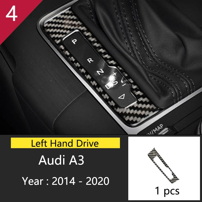 Car Styling Center Console Gear Shift Panel Decoration Cover Sticker Trim For Audi A3 8V S3 2014-2019 Carbon Fiber Accessories