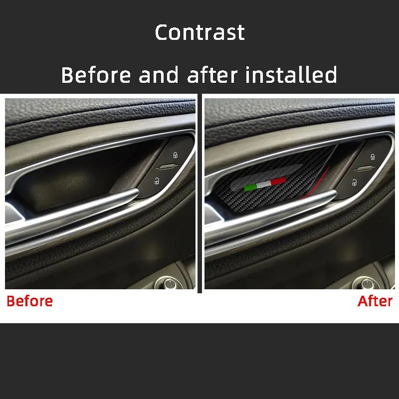4pcs Carbon Fiber Car Door Inner Bowl Decoration Stickers Tr