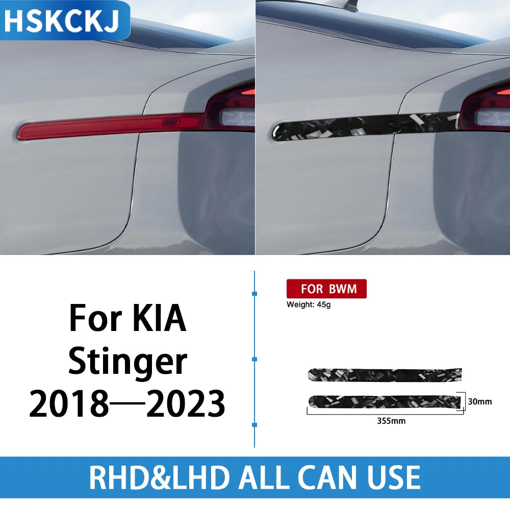 For Kia Stinger 2018-2023 Carbon Fiber Rear Light Emblems Side Lamp Stripes Trim Car Decoration Retrofitting Accessories Sticker