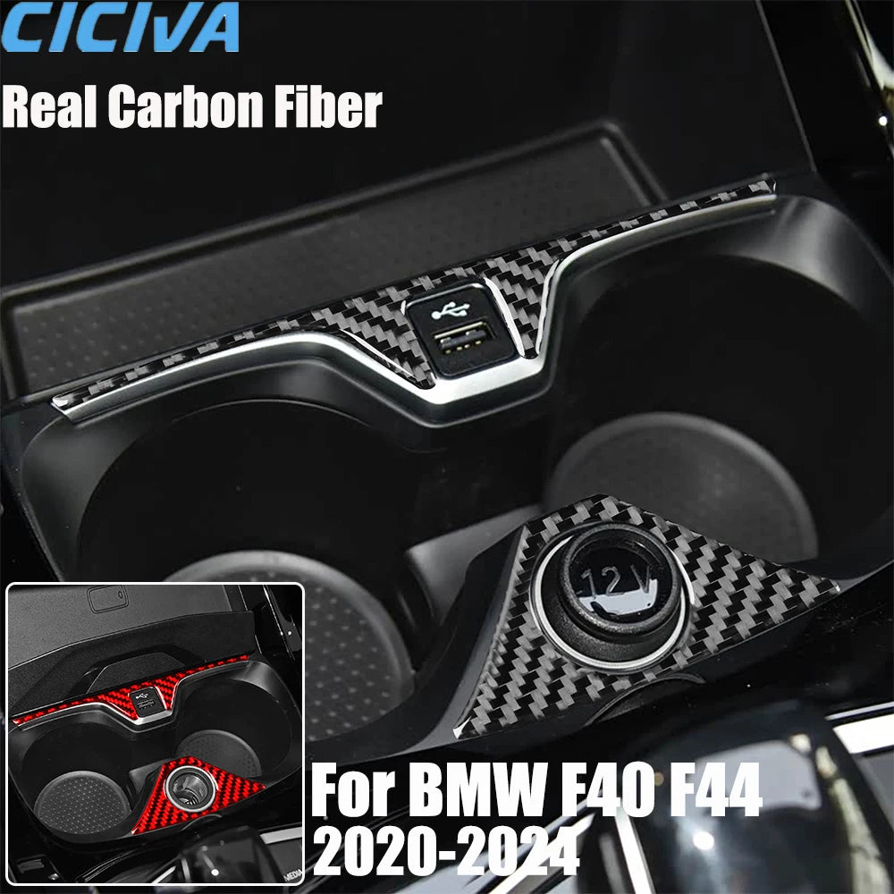 Real Carbon Fiber Car Accessories Center Cup Holder Trim Cov