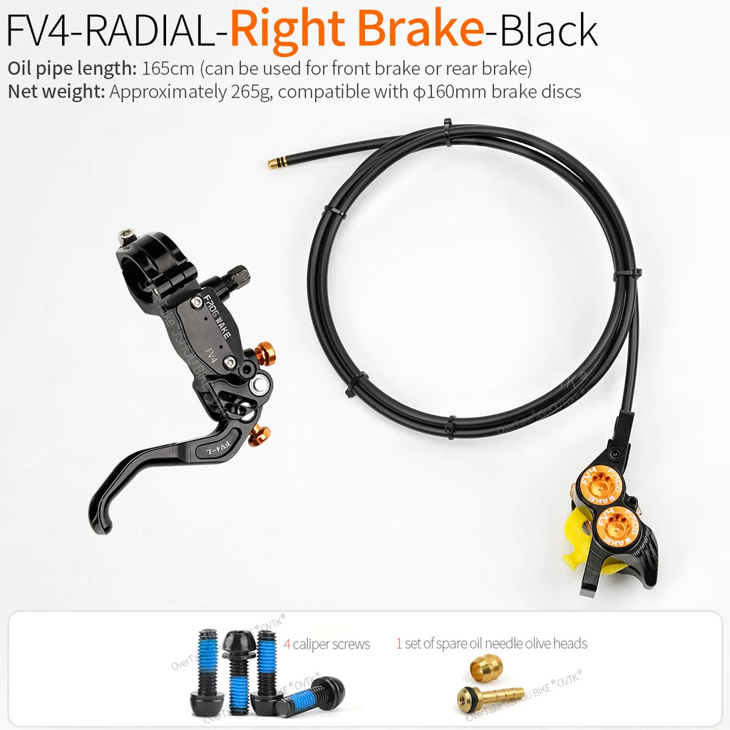 FROG WAKE FV4 4-Piston Hydraulic Disc Brake Kit Split Type Aluminum Inline Radial Front / Rear Brake Grey / Silver / Black Bike