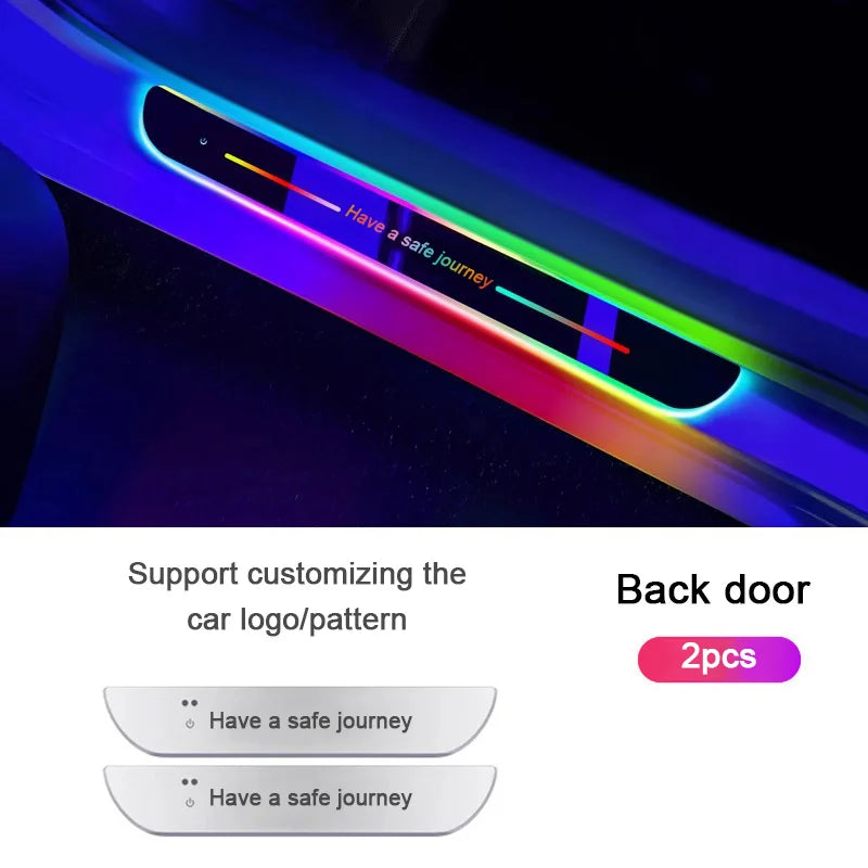 4pcs Customized Car Glows Welcome Door Sill Strip Welcome Pedal Luminous Ambient Light Anti-kick Anti-dirty Protection Pedal