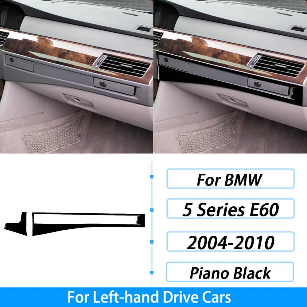 For BMW 5 Series E60 2004-2007 Piano Black Gear Shift Steering Wheel Air Outlet Panel Set Trim Car Interior Accessories Sticker